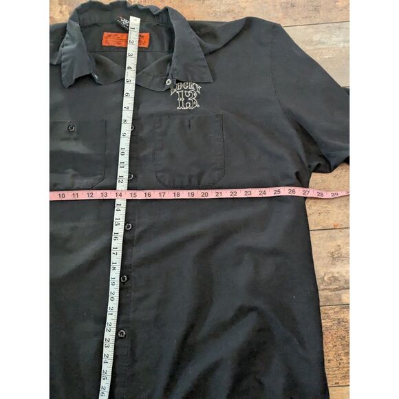 LUCKY 13 Red Kap Pinup Work Shirt 3XL Black Rockabilly Tattoo Garage Shirt - Picture 6 of 8